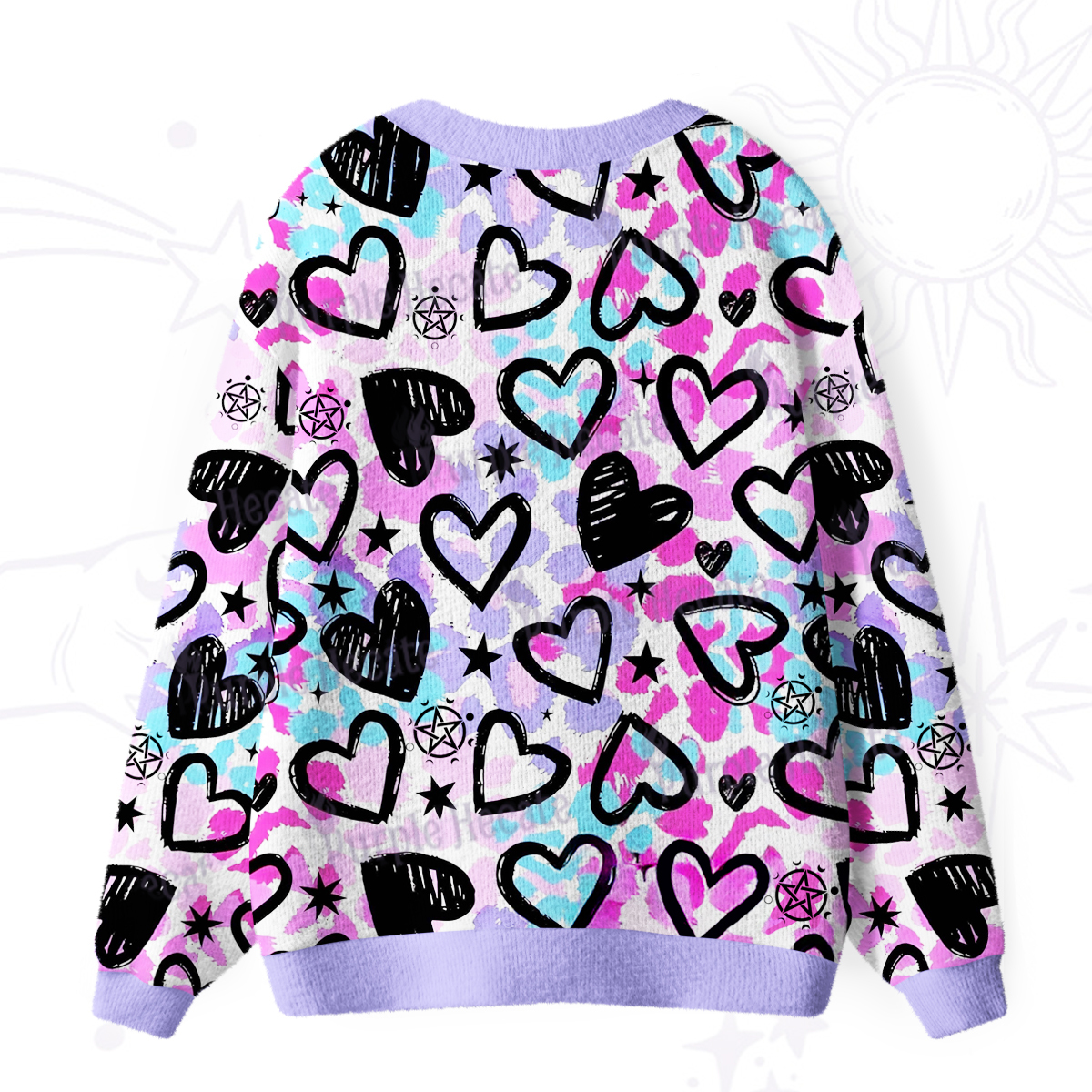 Purplehecate Heartful Magic Ugly Cardigan Sweaters