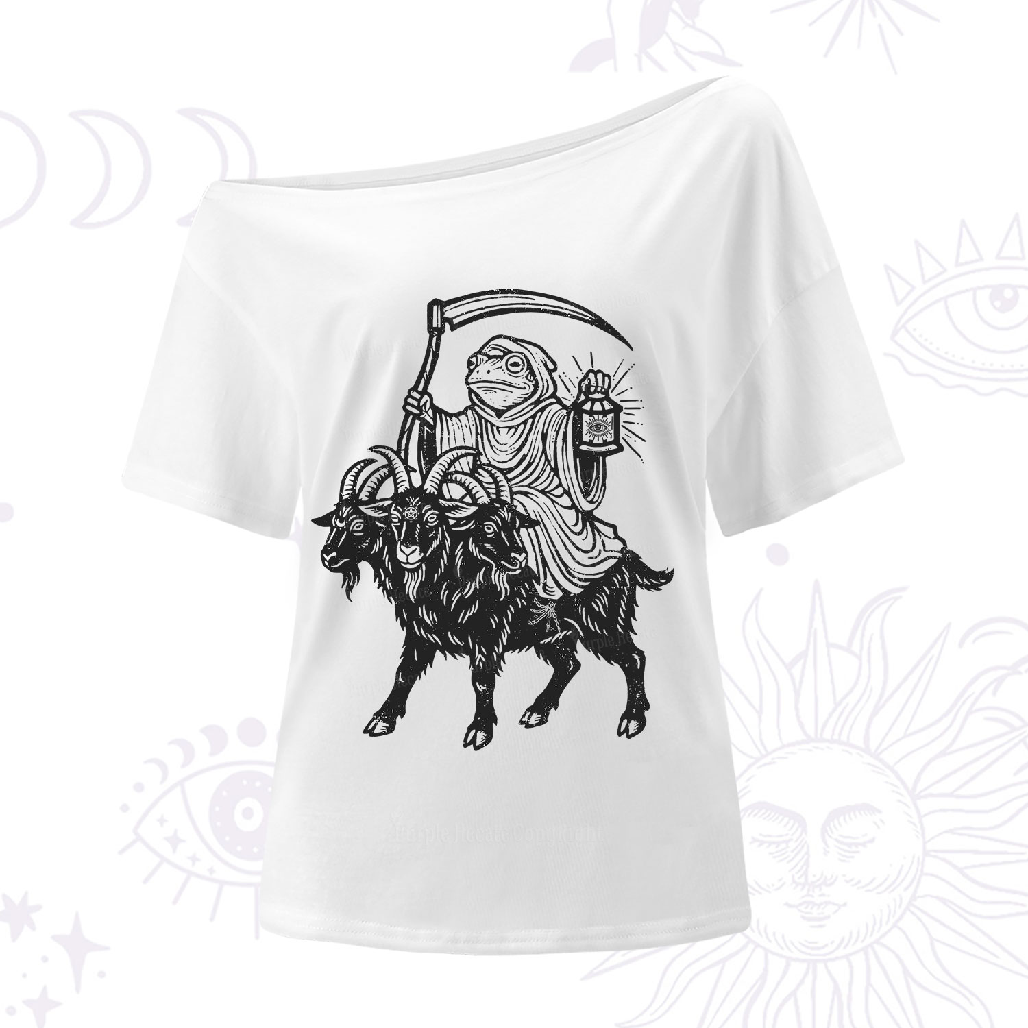 Purplehecate Death Frog Goat Rider One Shoulder T-Shirt