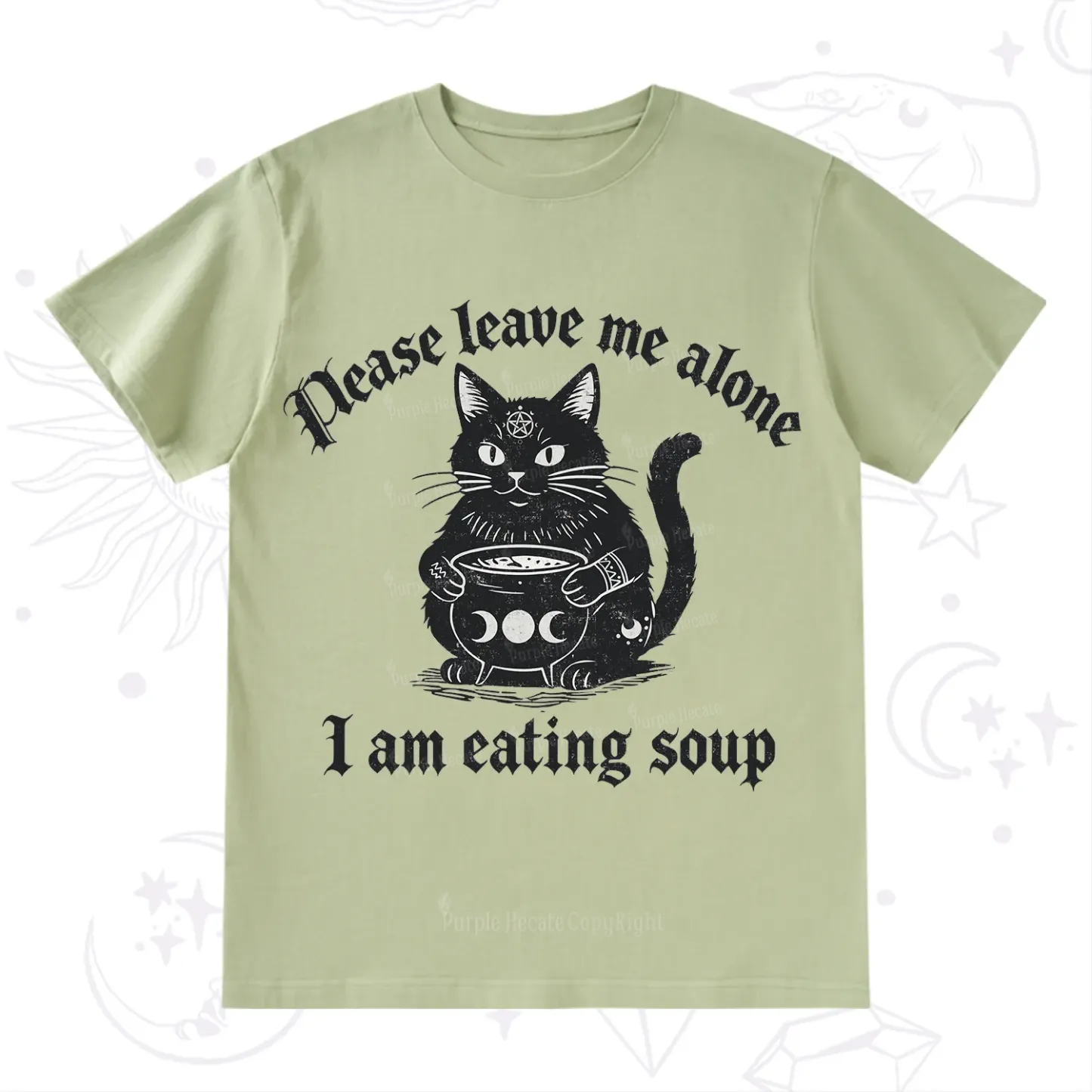 Purplehecate Magic Cat Eating Soup T-Shirt