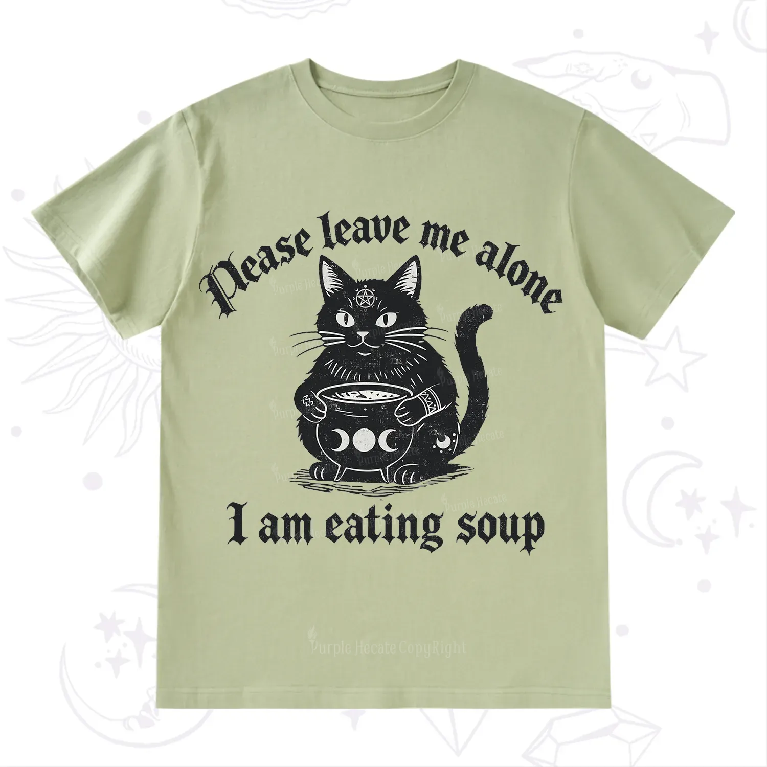 Purplehecate Magic Cat Eating Soup T-Shirt