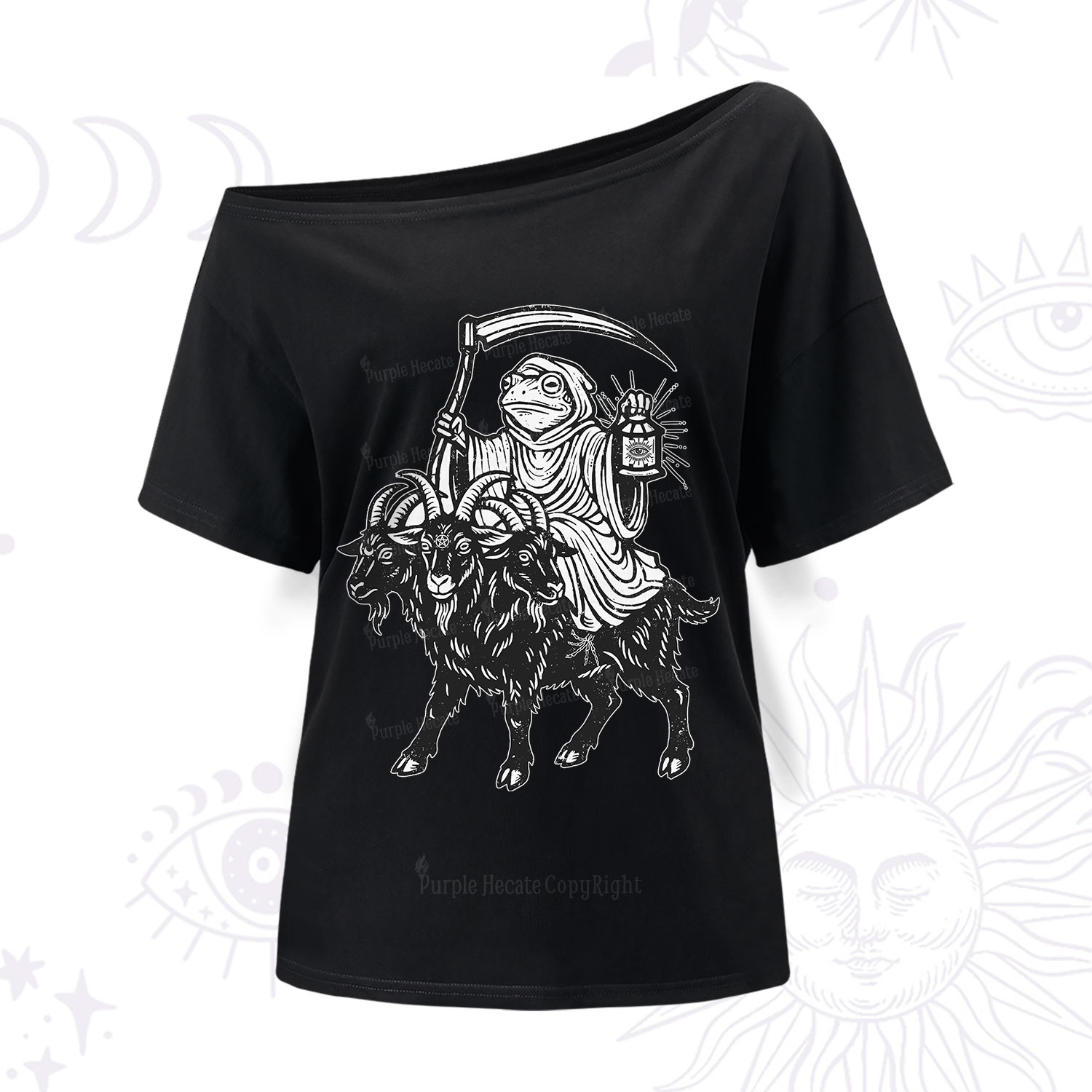 Purplehecate Death Frog Goat Rider One Shoulder T-Shirt