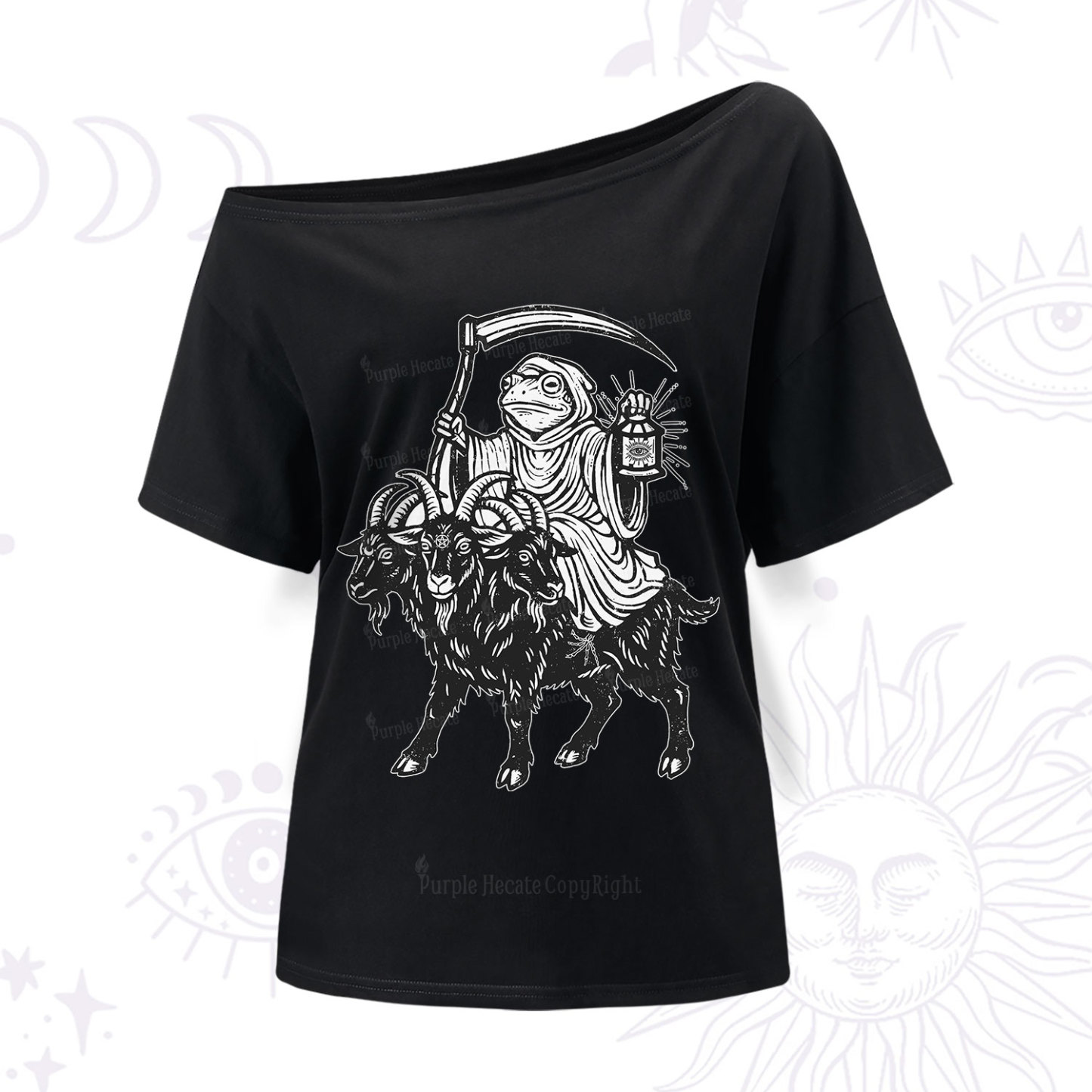 Purplehecate Death Frog Goat Rider One Shoulder T-Shir