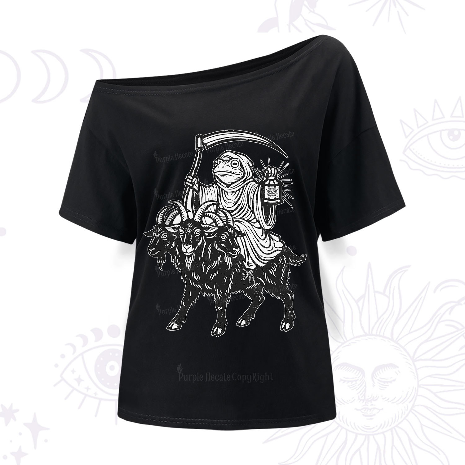 Purplehecate Death Frog Goat Rider One Shoulder T-Shir