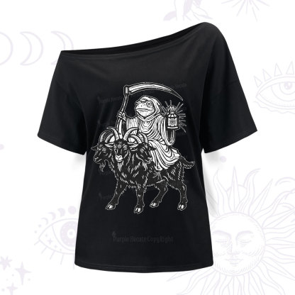 Purplehecate Death Frog Goat Rider One Shoulder T-Shirt
