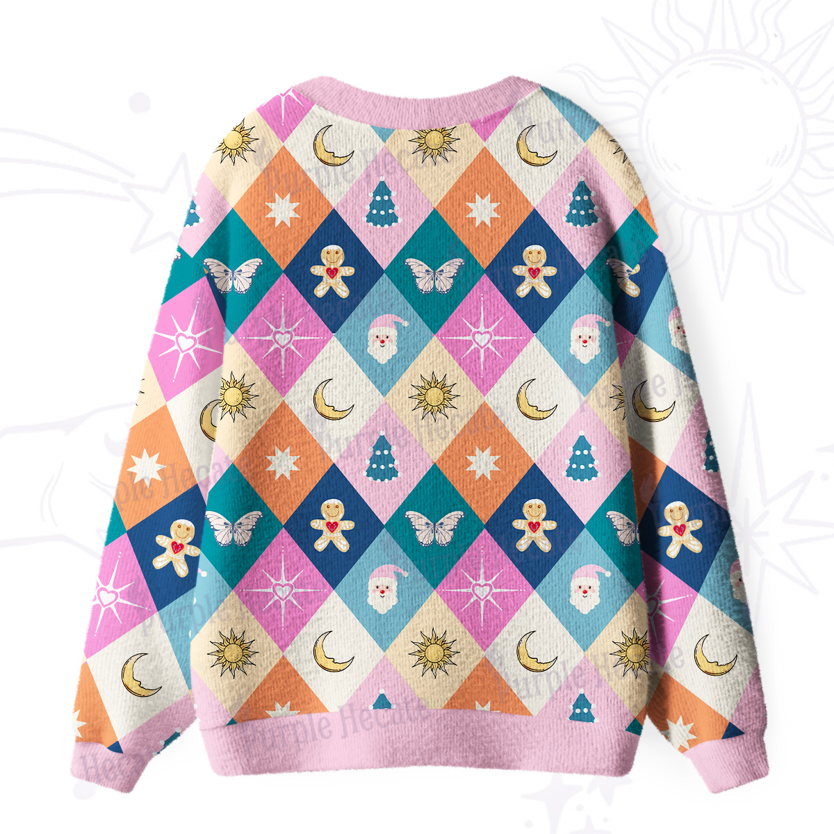 Purplehecate Whimsical Holiday Patchwork Ugly Cardigan Sweaters