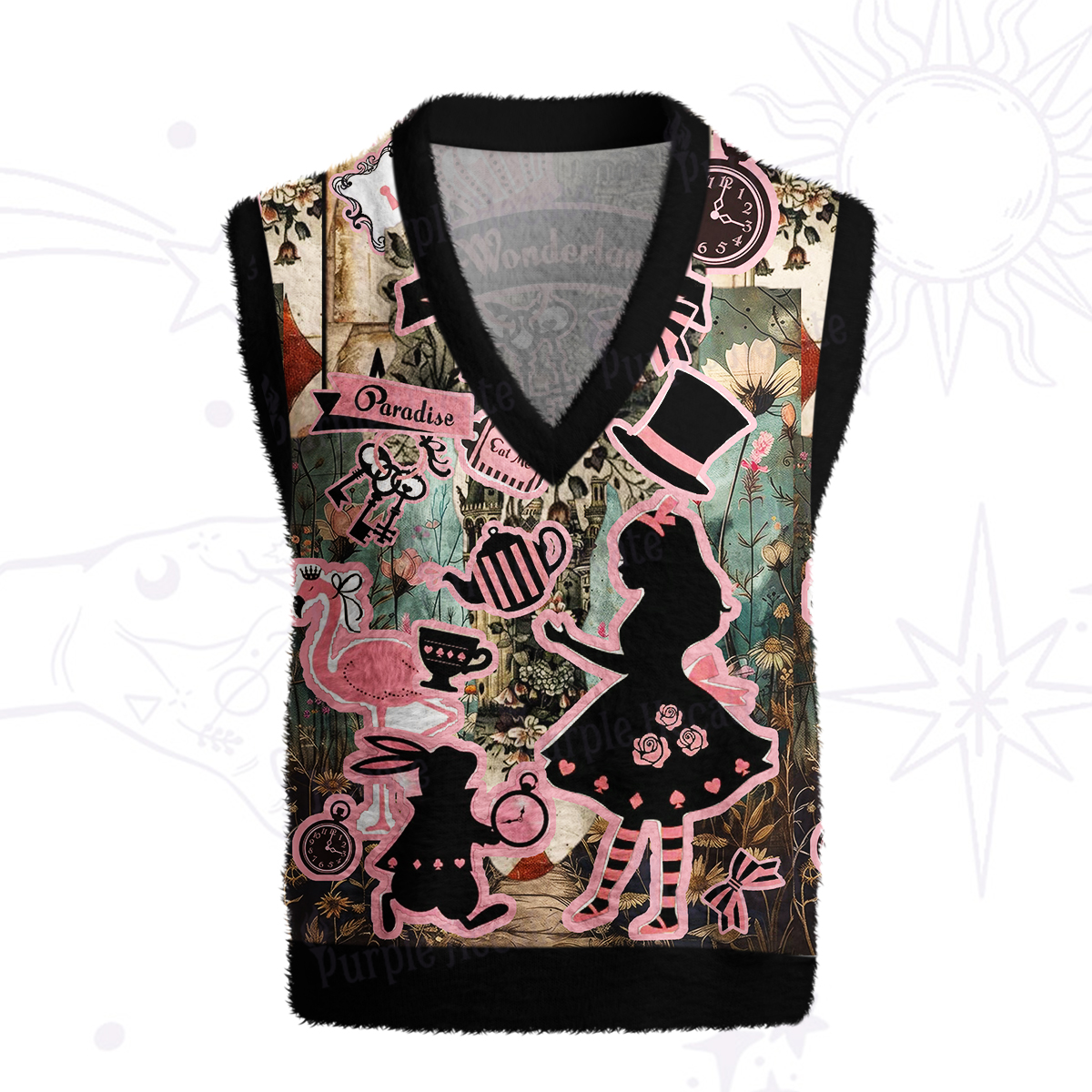 Purplehecate Wonderland Alice’s Tea Party Ugly Sweater Vest