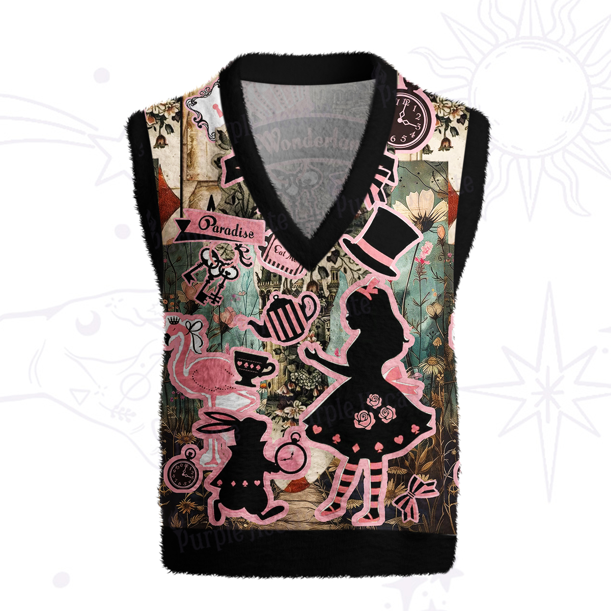Purplehecate Wonderland Alice’s Tea Party Ugly Sweater Vest