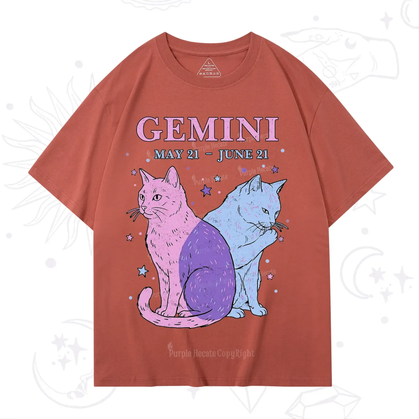 Purplehecate Gemini Zodiac Cats T-Shirt