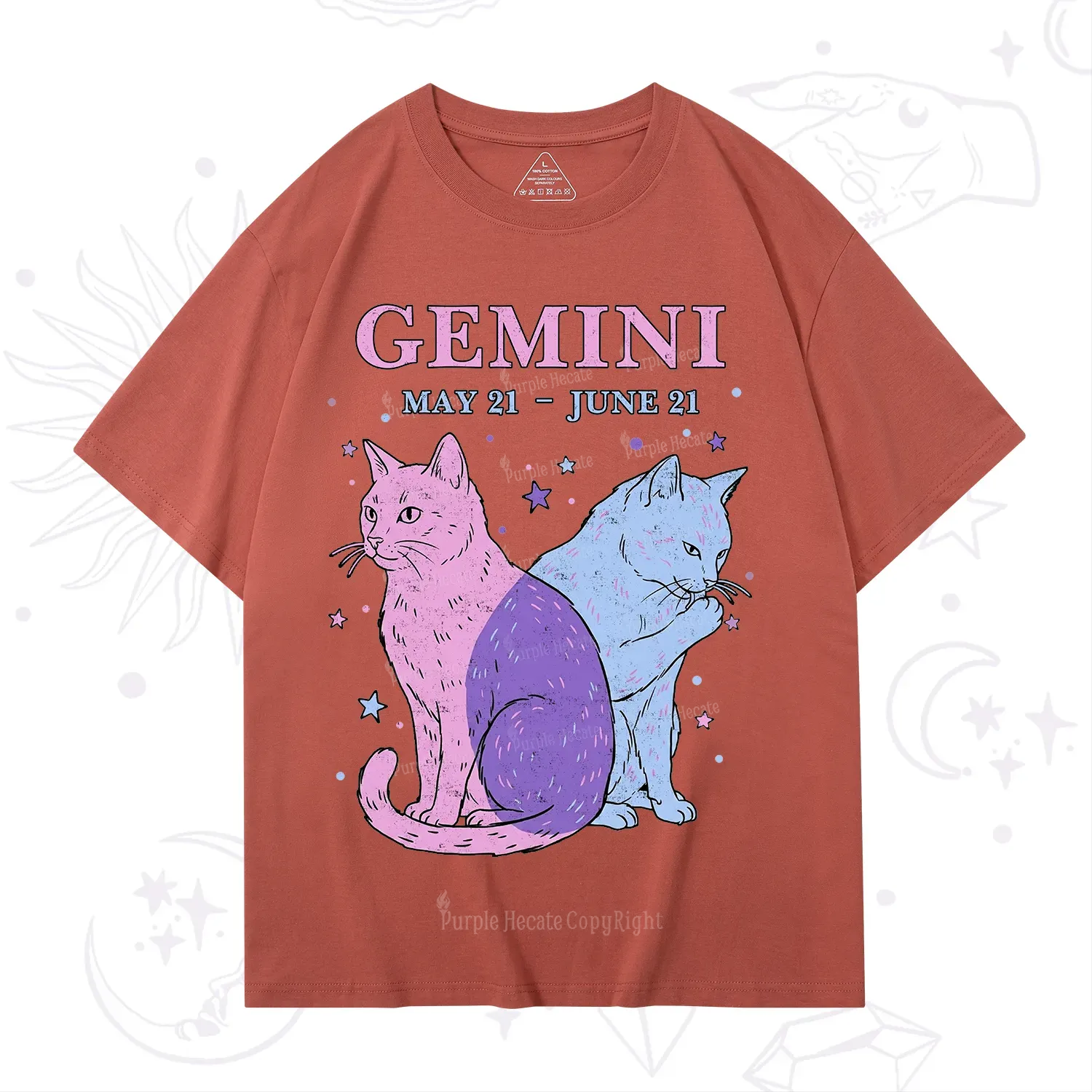 Purplehecate Gemini Zodiac Cats T-Shirt