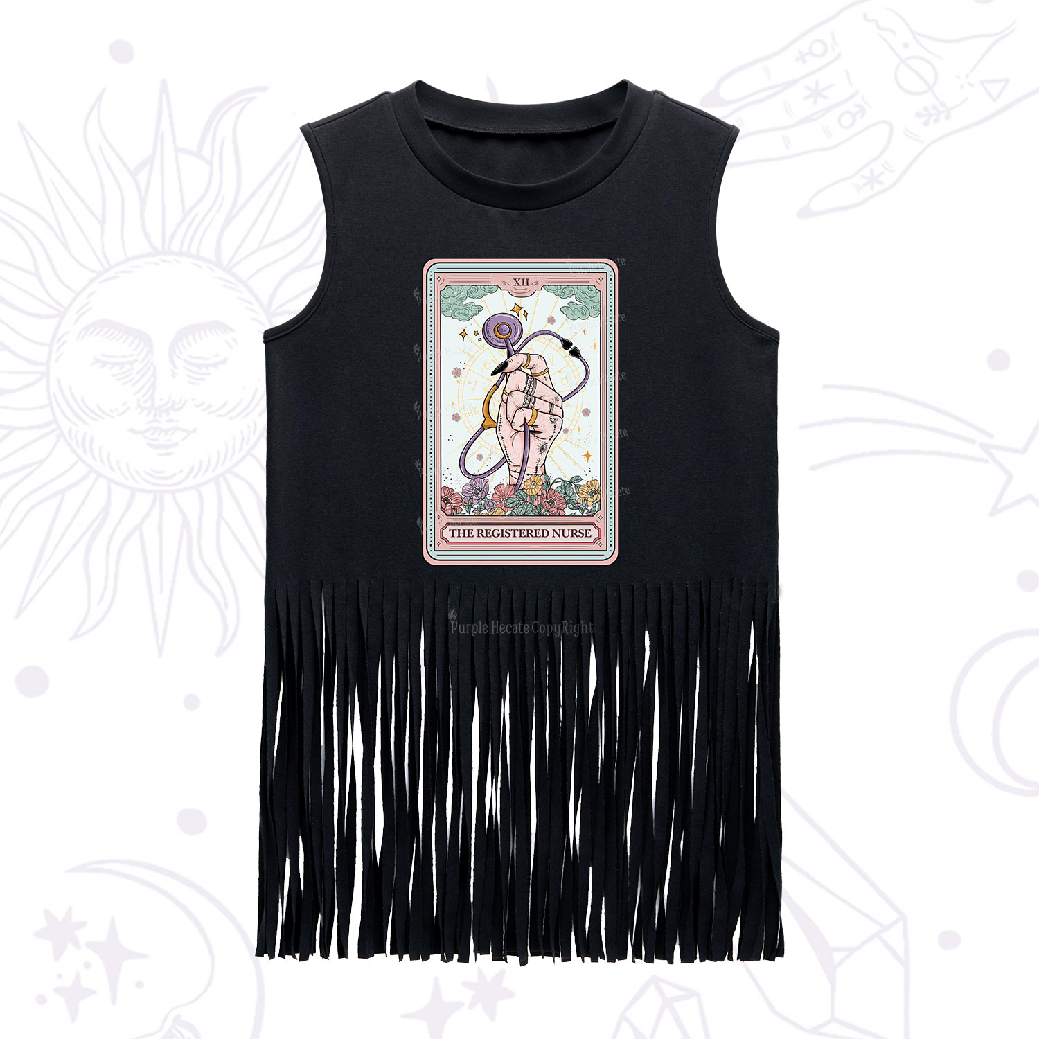 Purplehecate The Registered Nurse Tarot Card Fringe Tank Top