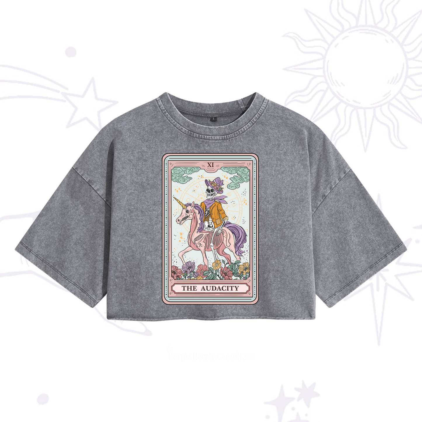 Purplehecate The Audacity Tarot Card Washed Cropped T-Shirt