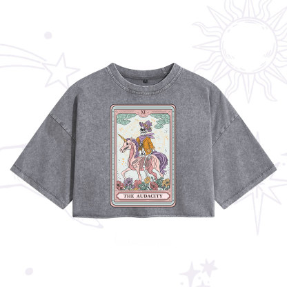 Purplehecate The Audacity Tarot Card Washed Cropped T-Shirt