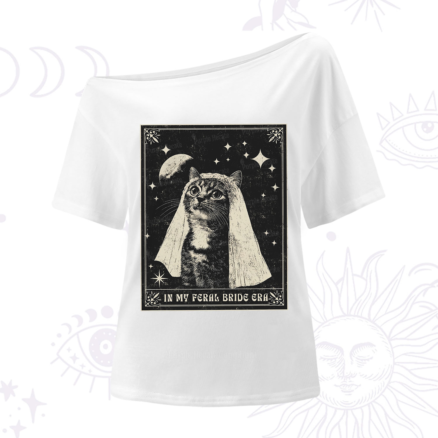 Purplehecate Cat In My Feral Bride Era Bachelorette One Shoulder T-Shirt