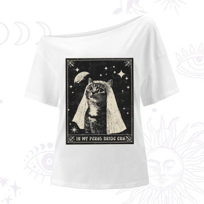 Purplehecate Cat In My Feral Bride Era Bachelorette One Shoulder T-Shirt