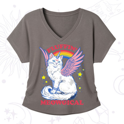Purplehecate Fluffin Meowgical V-Neck T-Shirt