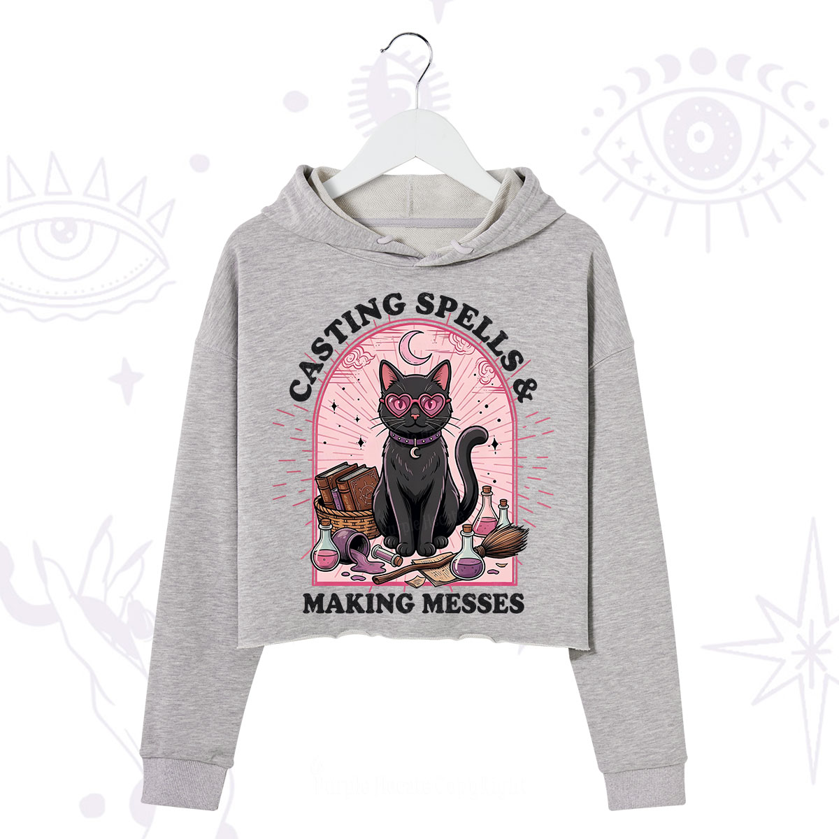Purplehecate Casting Spells Making Messes Cat Crop Hoodie