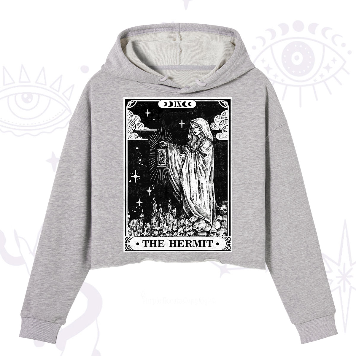 Purplehecate The Hermit Goddess Tarot Card Crop Hoodie