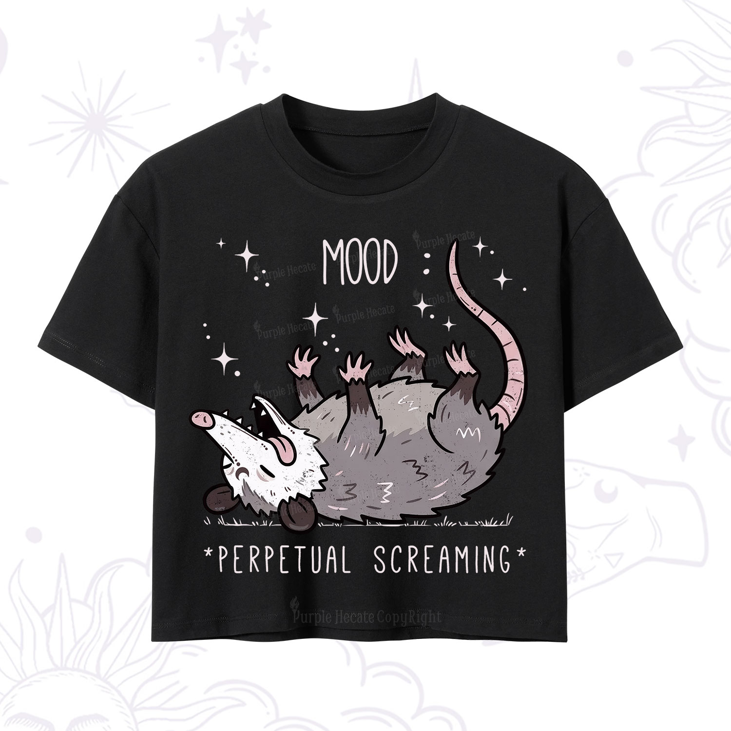 Purplehecate Mood Perpetual Screaming Opossum Crop T-Shirt