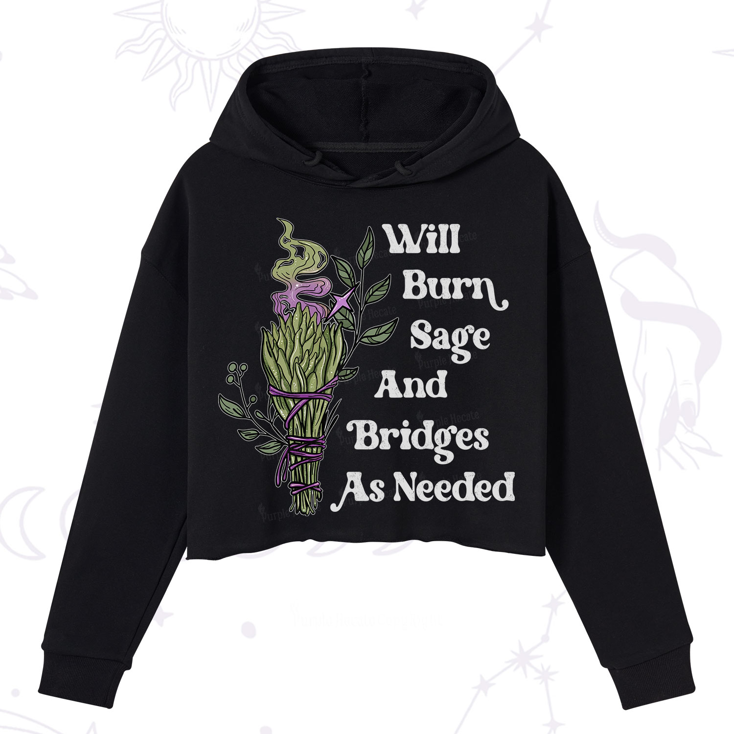 Purplehecate Will Burn Sage and Bridges Crop Hoodie