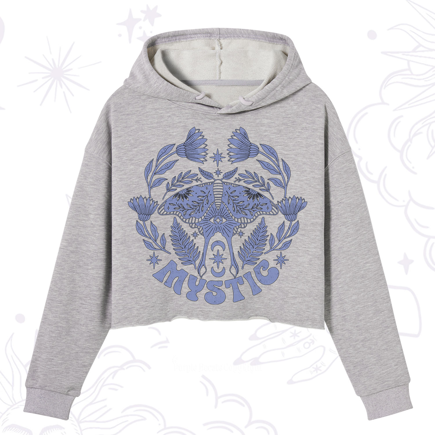 Purplehecate Mystic Moth Crop Hoodie