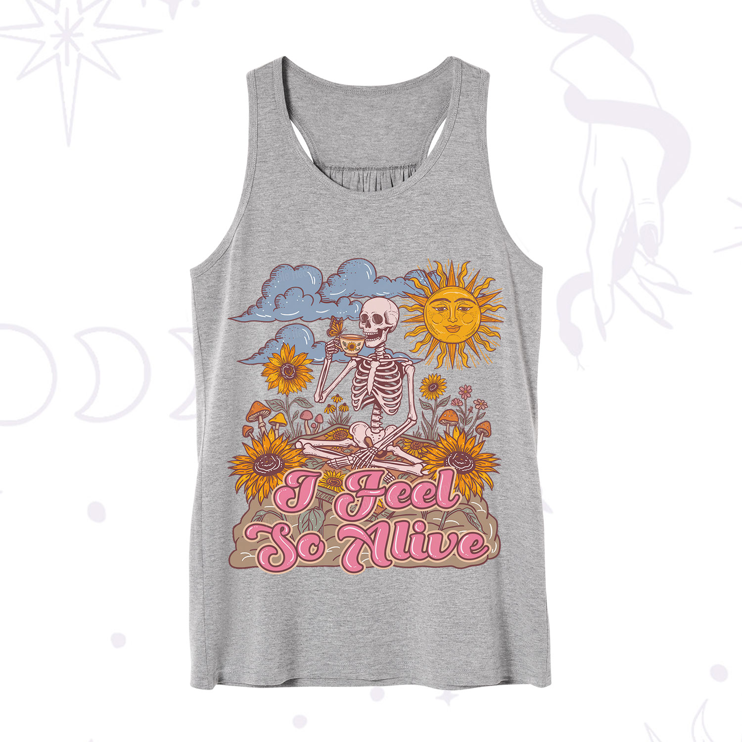 Purplehecate I feel So Alive Dancing Sarcastic Skeleton Tank