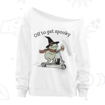 Purplehecate Off to get Spooky Halloween Forg Off The Shoulder Sweatshirt