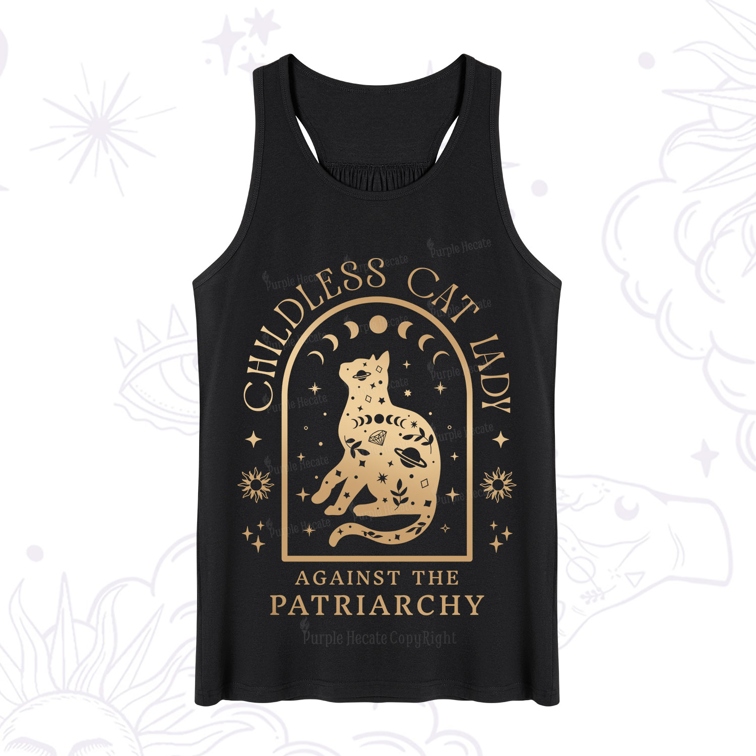 Purplehecate Childless Cat Lady Against the Patriarchy Tank