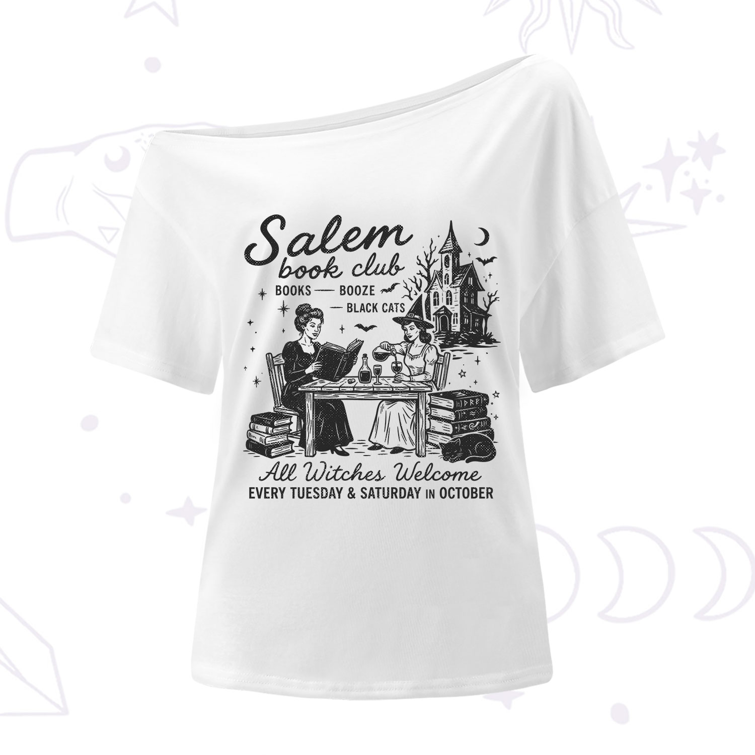 Purplehecate Salem Book Club One Shoulder T-Shirt
