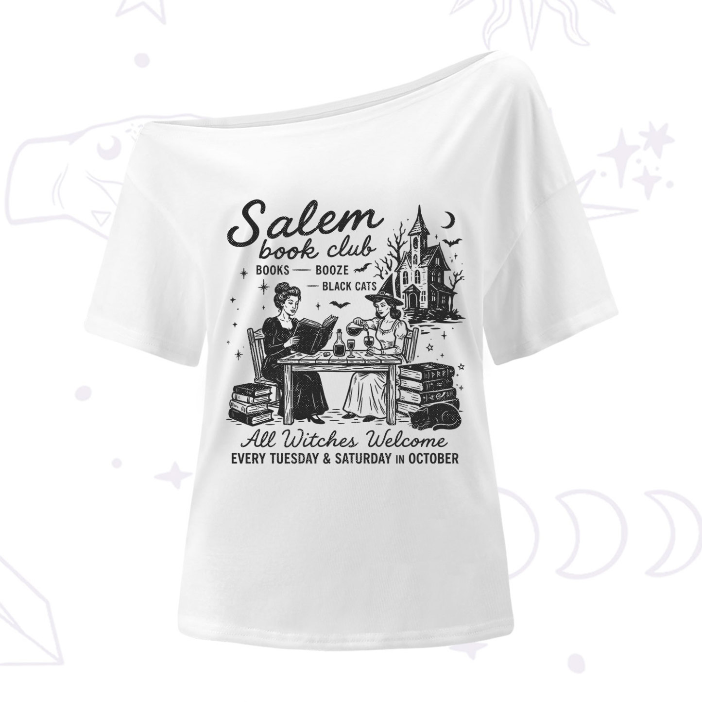 Purplehecate Salem Book Club One Shoulder T-Shirt