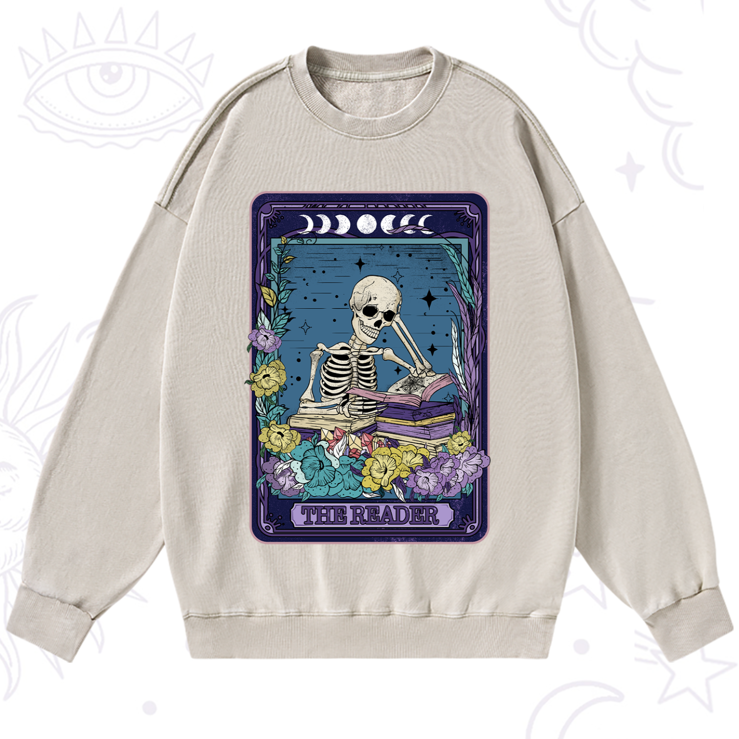 Purplehecate The Reader Tarot Card Washed Sweatshirt