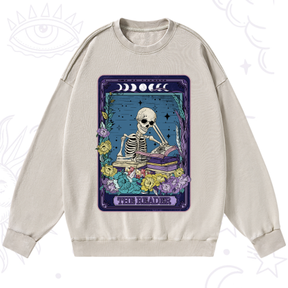 Purplehecate The Reader Tarot Card Washed Sweatshirt