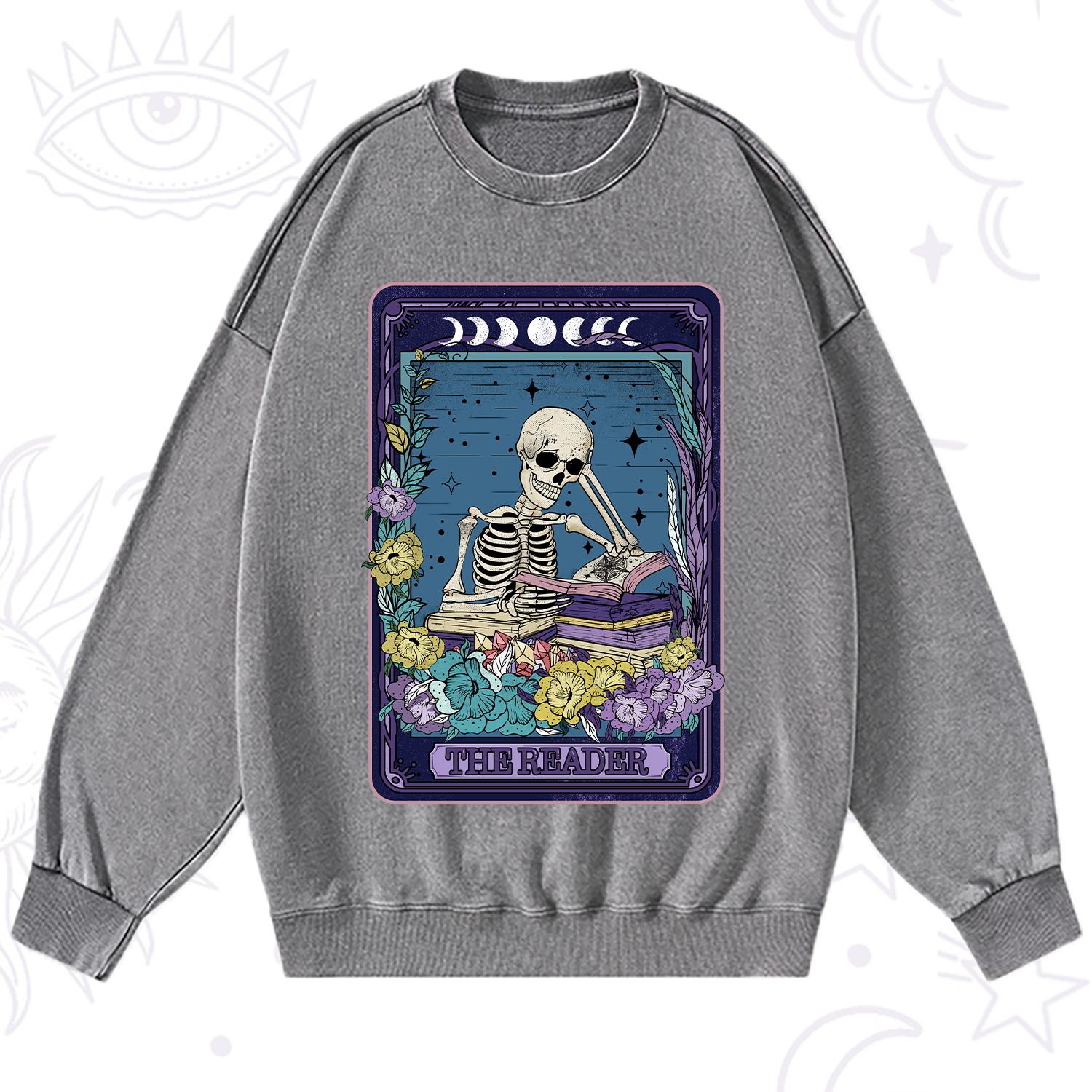 Purplehecate The Reader Tarot Card Washed Sweatshirt