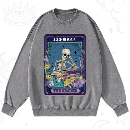 Purplehecate The Reader Tarot Card Washed Sweatshirt