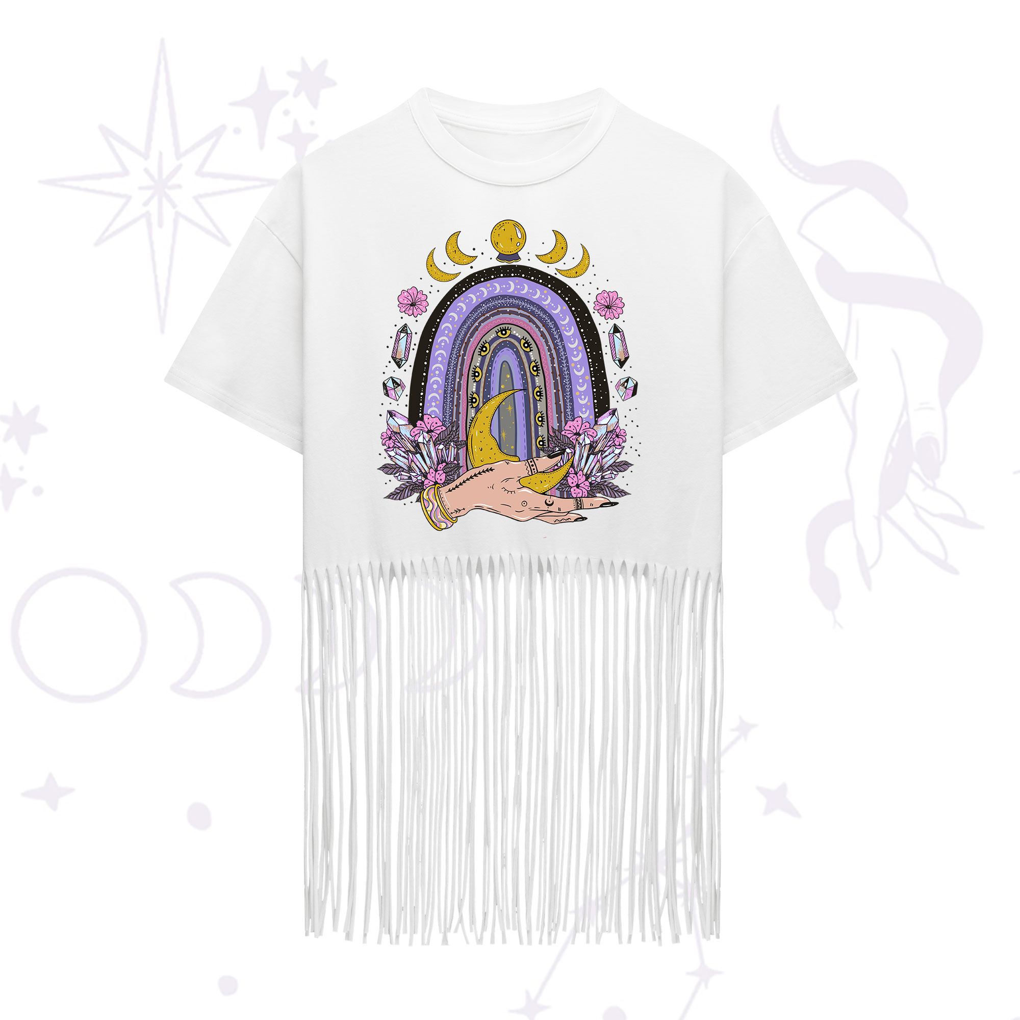 Purplehecate Magic Rainbow Fringe Hem T-Shirt