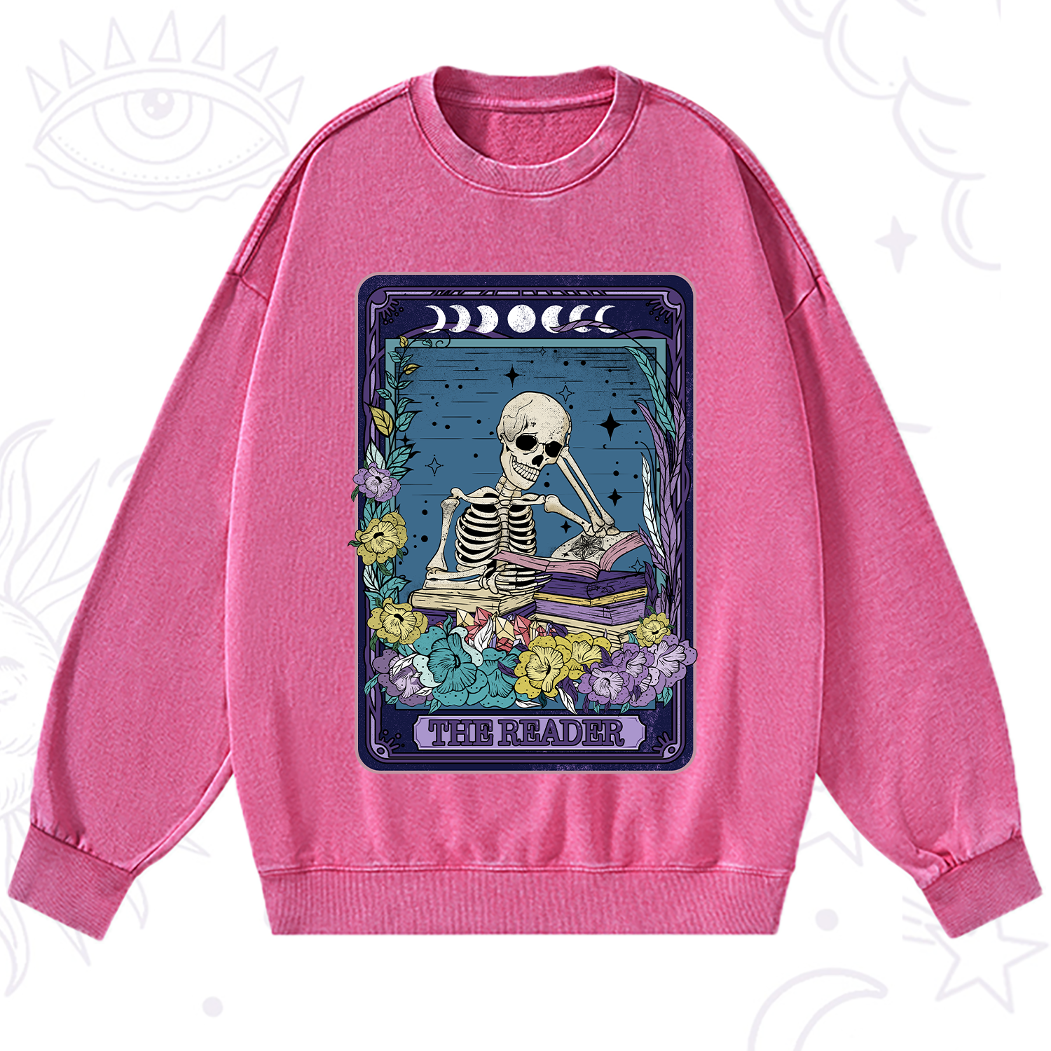 Purplehecate The Reader Tarot Card Washed Sweatshirt
