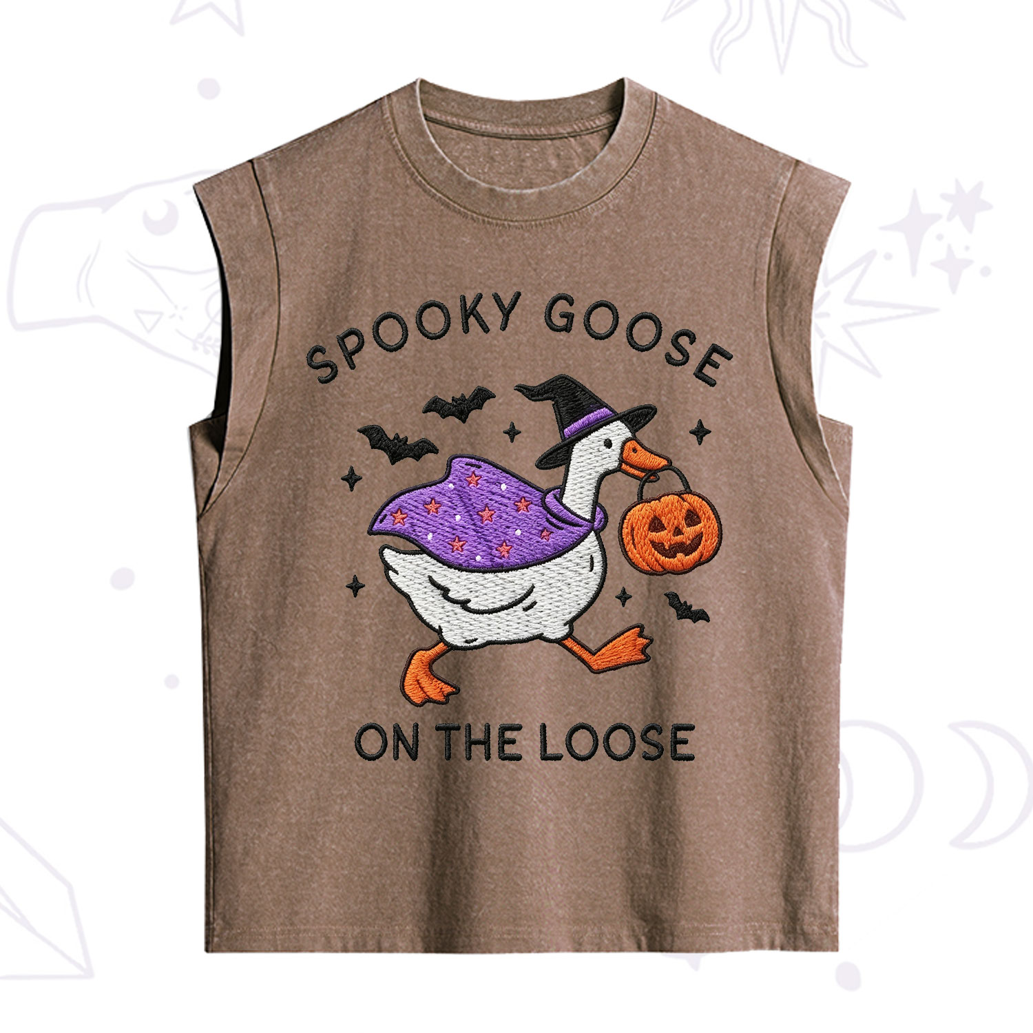 Purplehecate Spooky Goose Embroidered Vintage Washed Tank