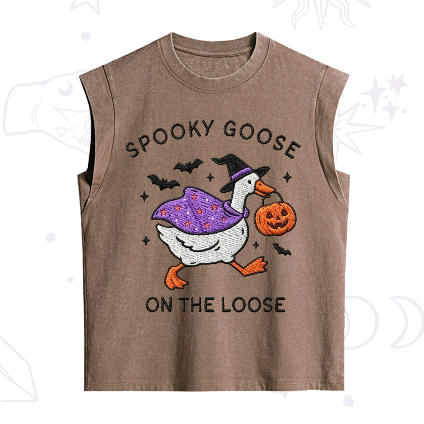 Purplehecate Spooky Goose Embroidered Vintage Washed Tank