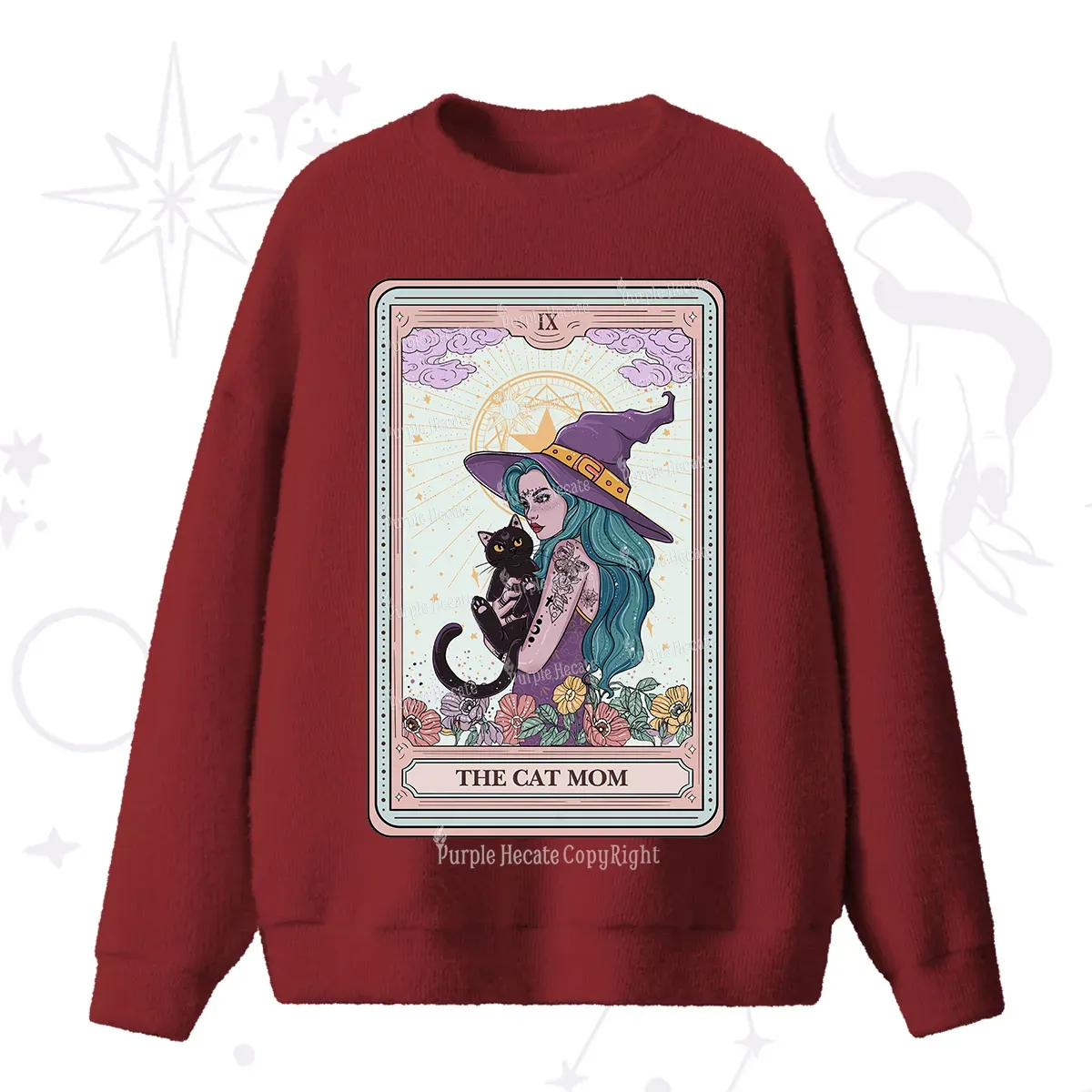 Purplehecate The Gothic Cat Mom Tarot Fuzzy Ugly Sweater