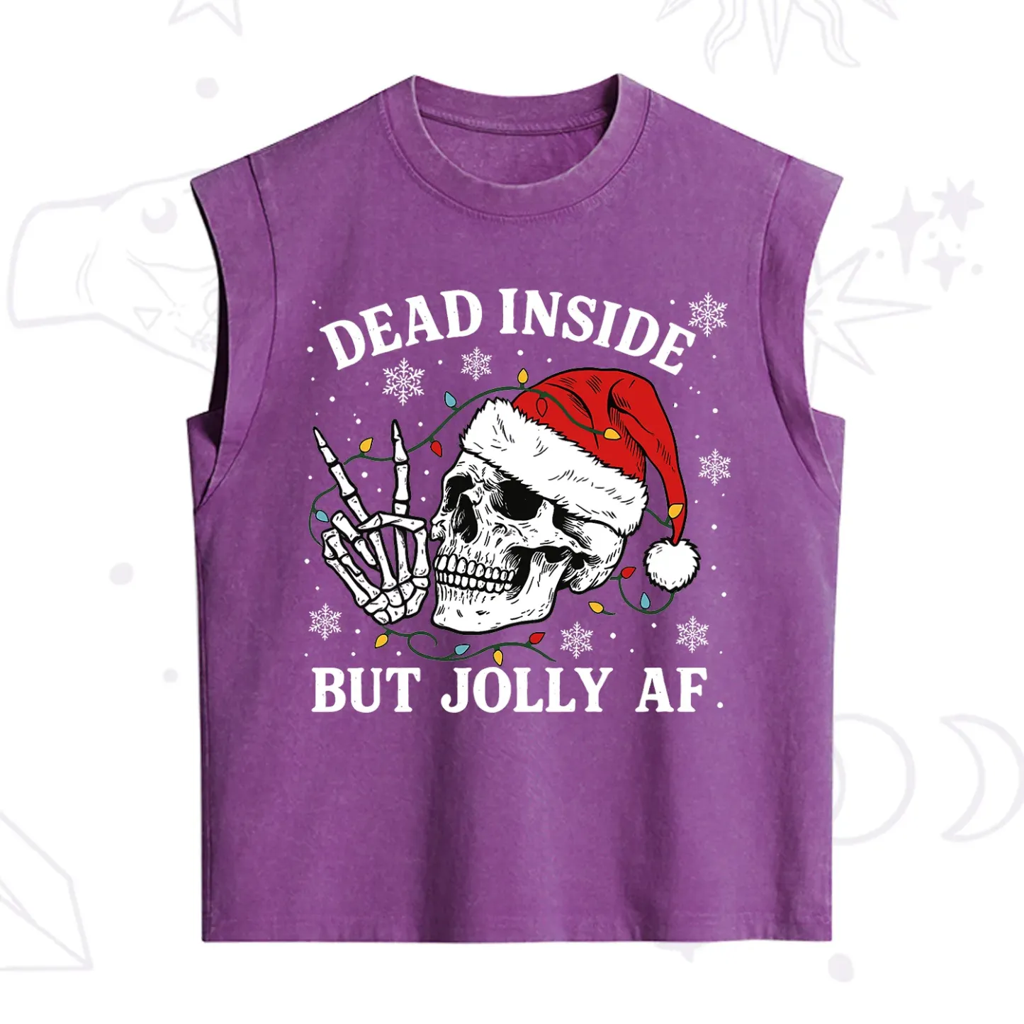 Purplehecate Dead Inside But Jolly AF Christmas Vintage Washed Tank