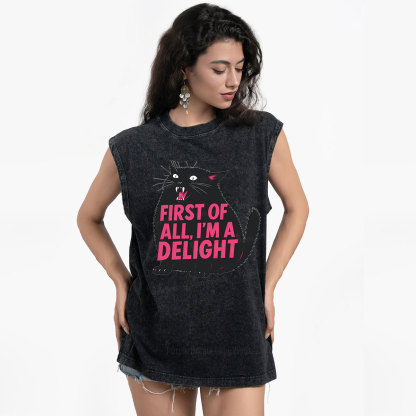 Purplehecate First Of All I'm A Delight Cat Washed Tank