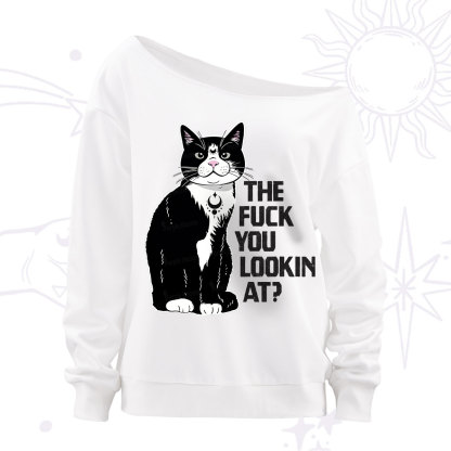 Purplehecate The Fuck You Lookin At Off The Shoulder Sweatshirt