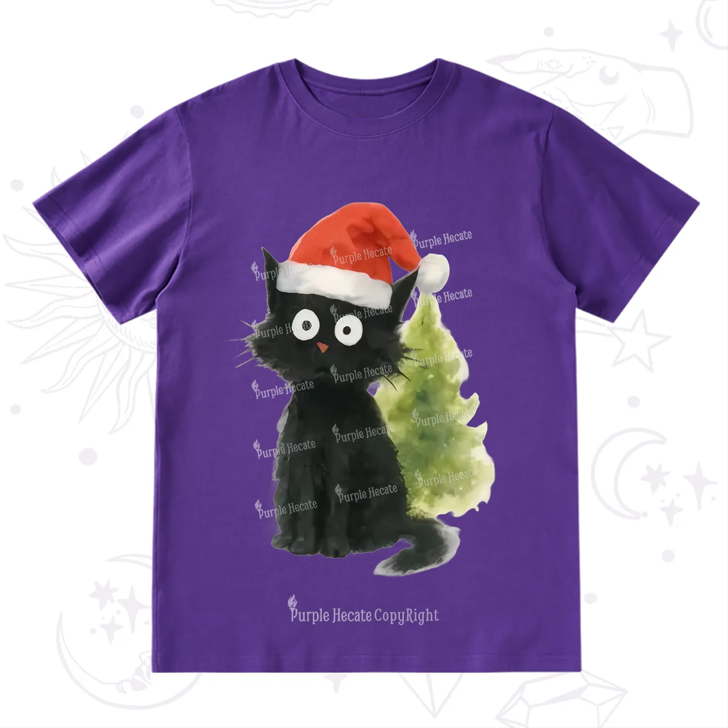 Purplehecate Black Cats Christmas T-Shirt
