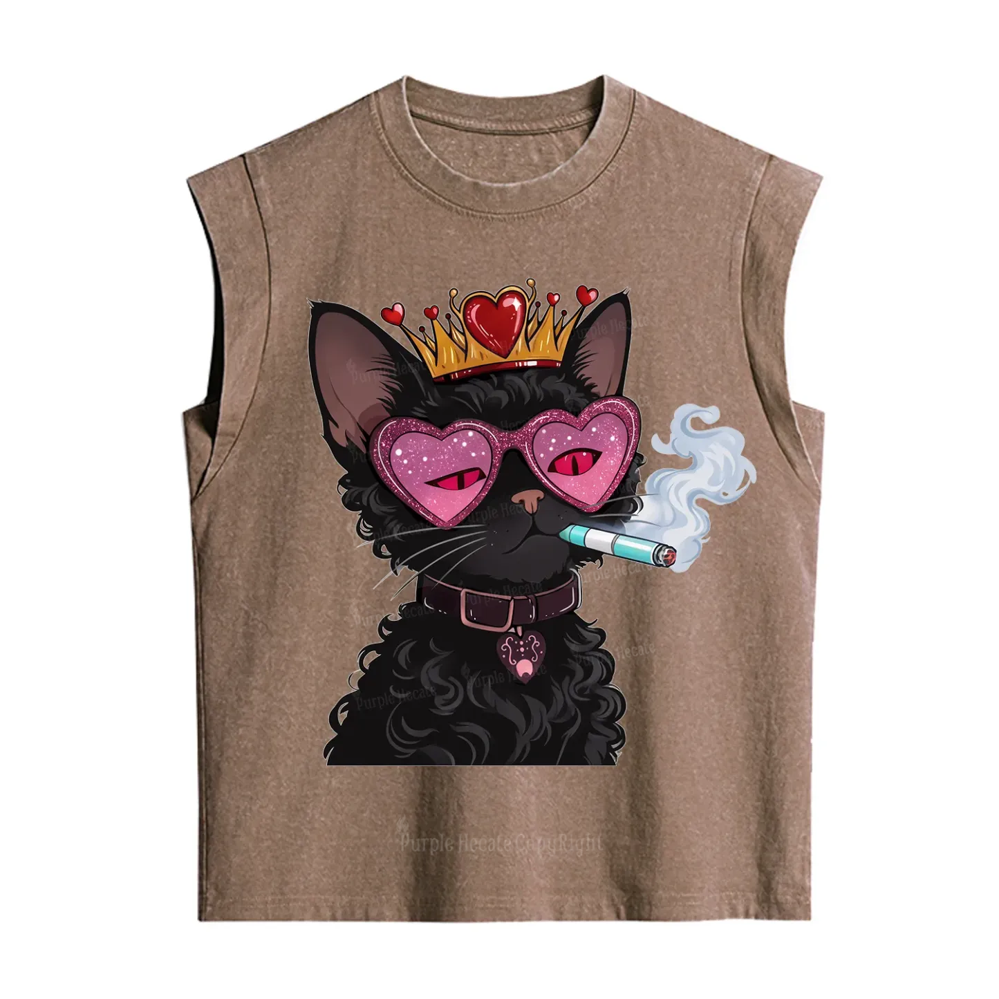 Purplehecate Join the Baddie Era Queen Cat Vintage Washed Tank