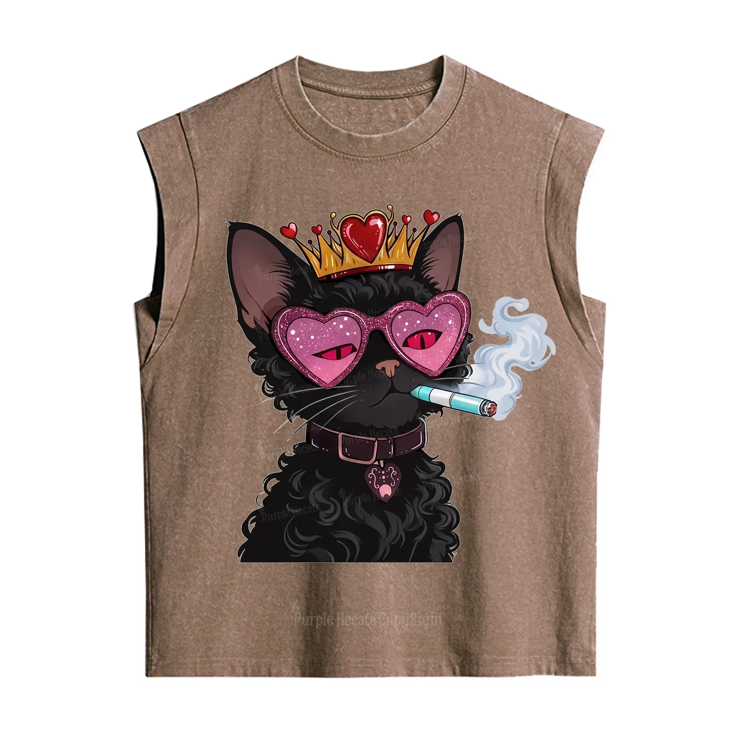 Purplehecate Join the Baddie Era Queen Cat Vintage Washed Tank