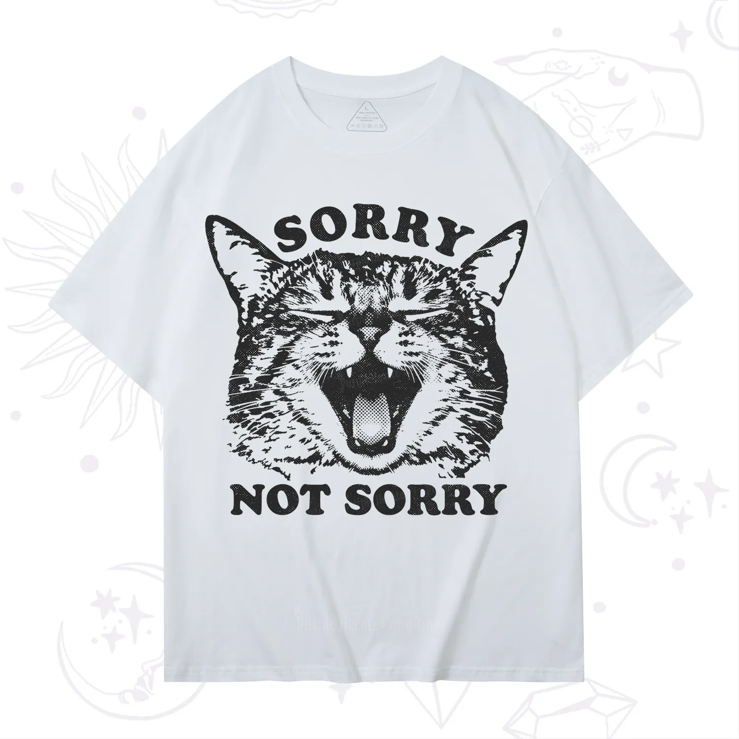 Purplehecate Sorry Not Sorry Funny Cat T-Shirt