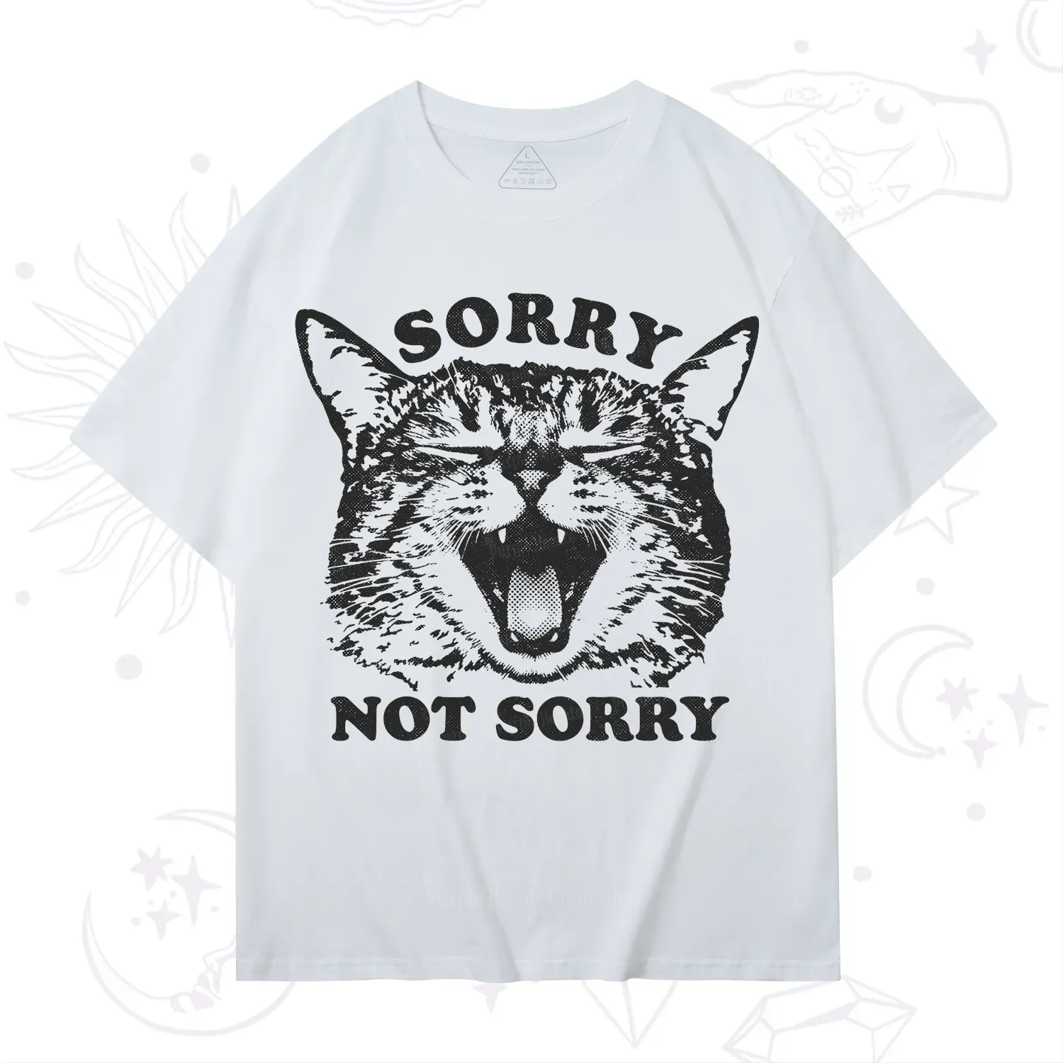 Purplehecate Sorry Not Sorry Funny Cat T-Shirt
