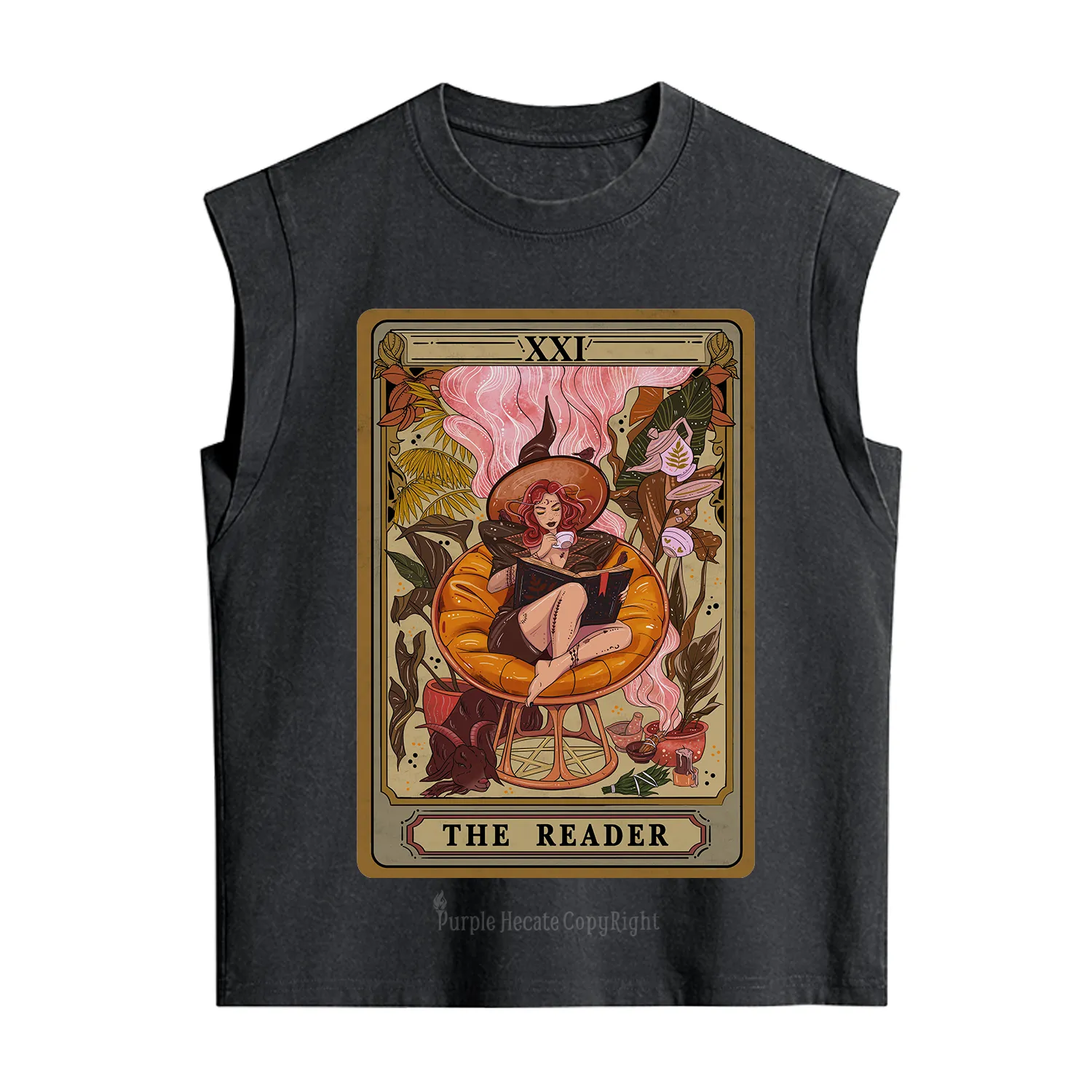 Purplehecate The Reader Tarot Card Vintage Washed Tank
