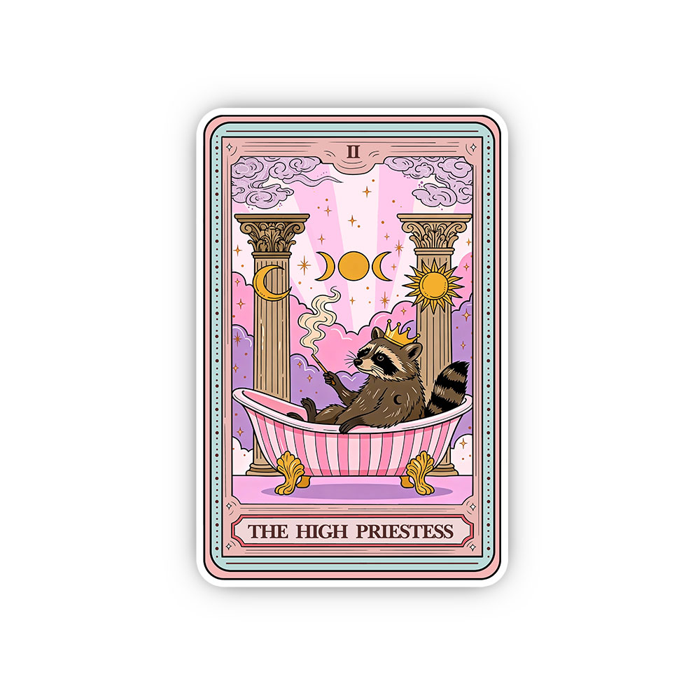 Purplehecate The High Priestess Raccoon Tarot Sticker