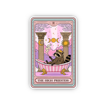 Purplehecate The High Priestess Raccoon Tarot Sticker