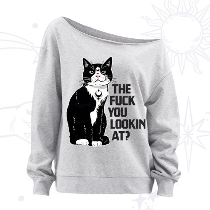 Purplehecate The Fuck You Lookin At Off The Shoulder Sweatshirt